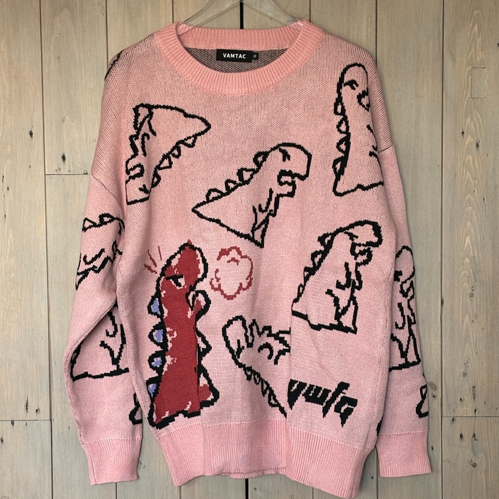Pink Men’s Dinosaur Sweater NWOT - Picture 4 of 7